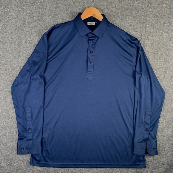 Collars & Co. Other - Collars & Co Polo Dress Shirt Men Extra Large Navy Blue Long Sleeve Shark Tank